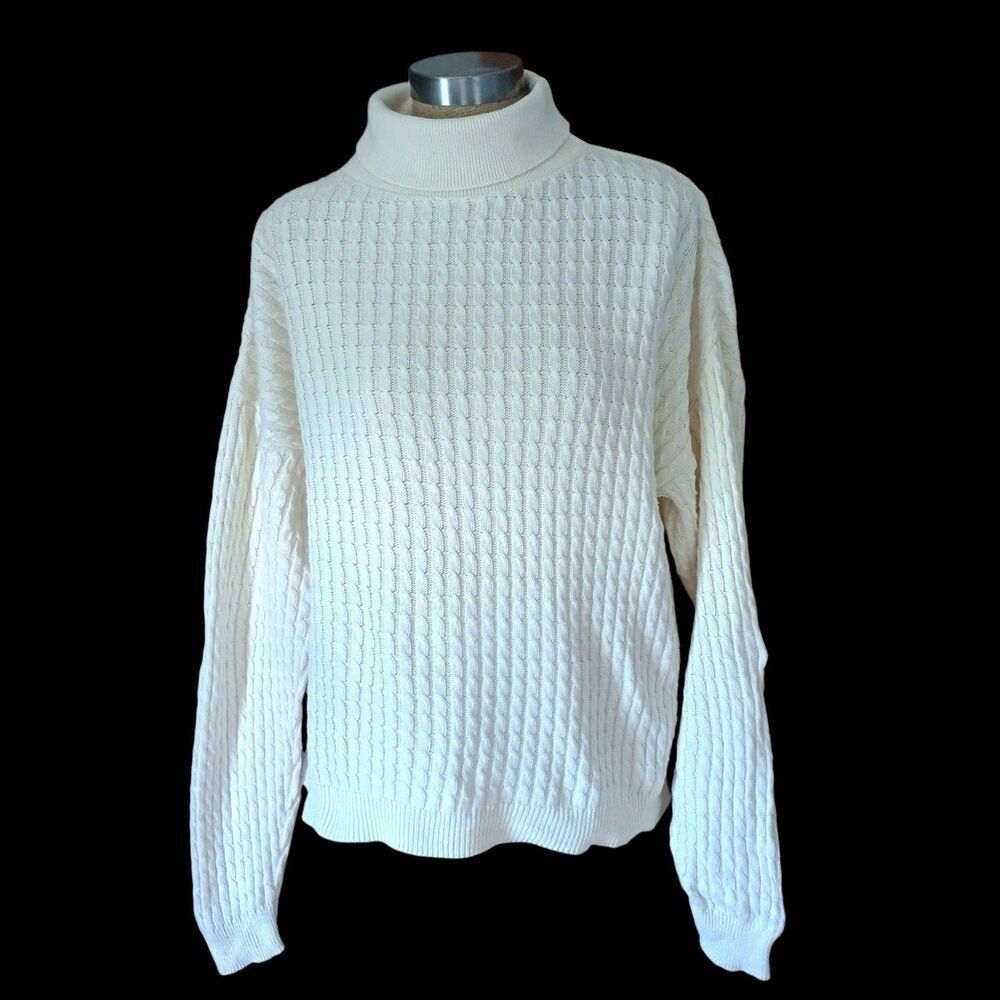 Vintage Pendleton Country Sophisticates Women Sz L Ivory Sweater Turtleneck Prep